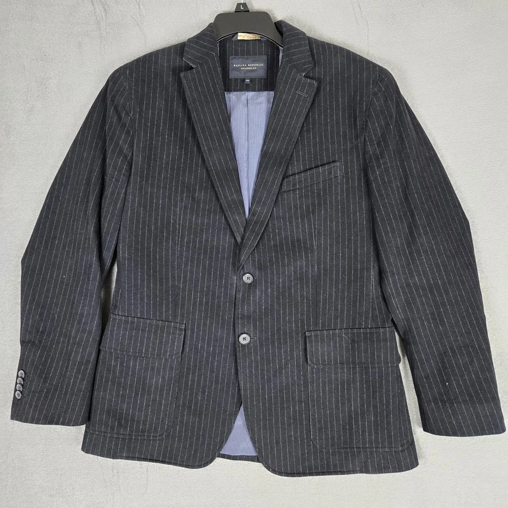 Banana‎ Republic Blazer Mens 42R Gray Wool Tailored Fit Italian Fabric Jacket
